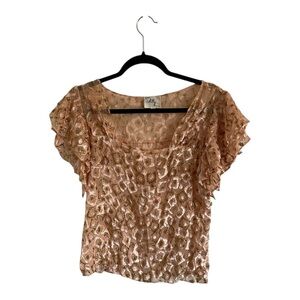 Vintage Milly Silk Metallic Pink Gold Top with Gold Buttons, size 8